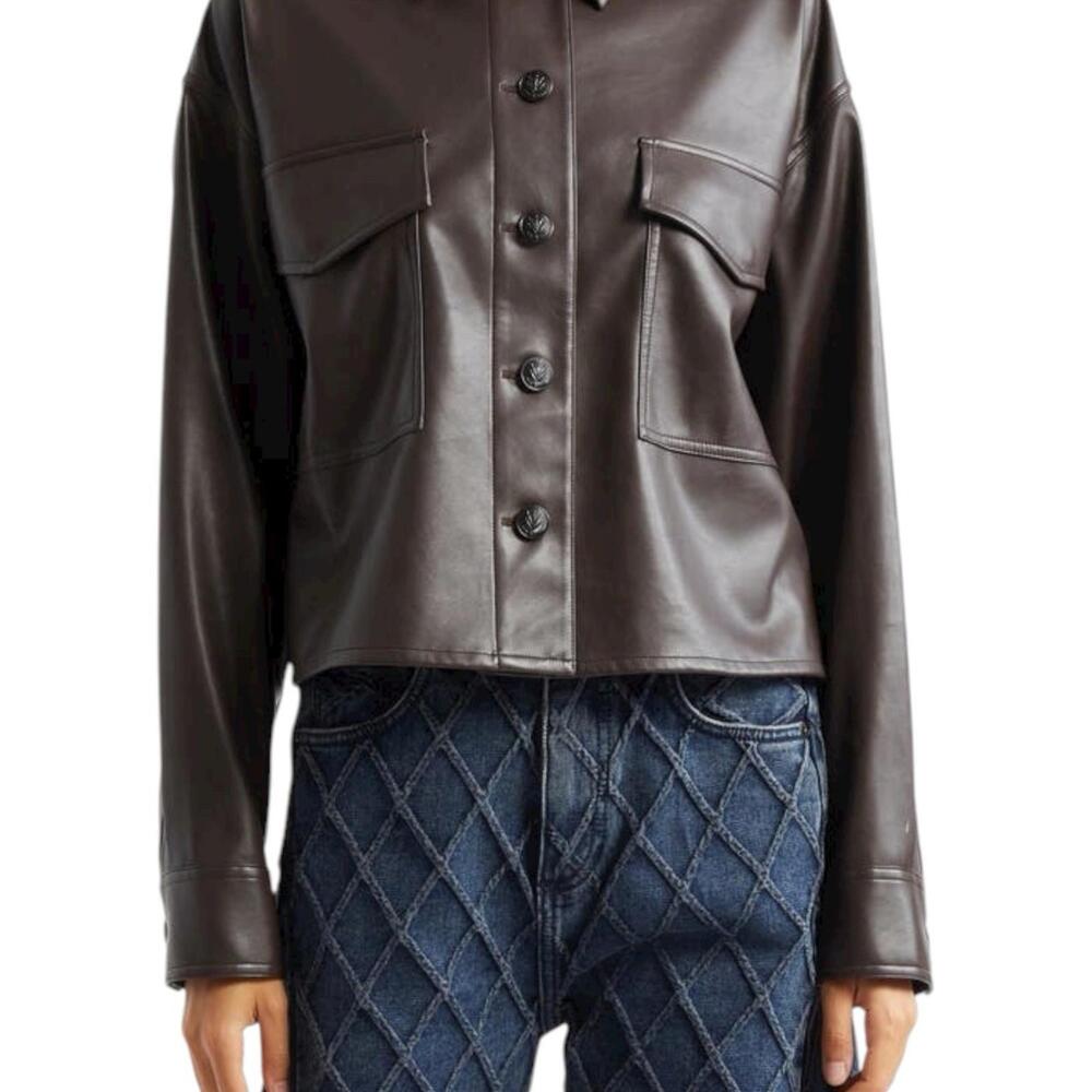 Rag & Bone Jaiden Faux Leather Shirt Jacket Dark Brown Women’s Size Small Coat